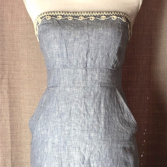 Vineyard Vines Detailed Strapless Light Blue Dress - Picture 2 of 6